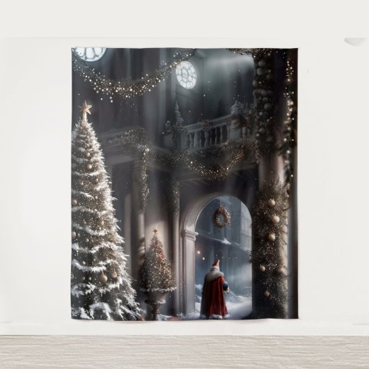 Kerstman sluipen weg Kerstmis Magic Wall Art Wandkleed (Voorkant)