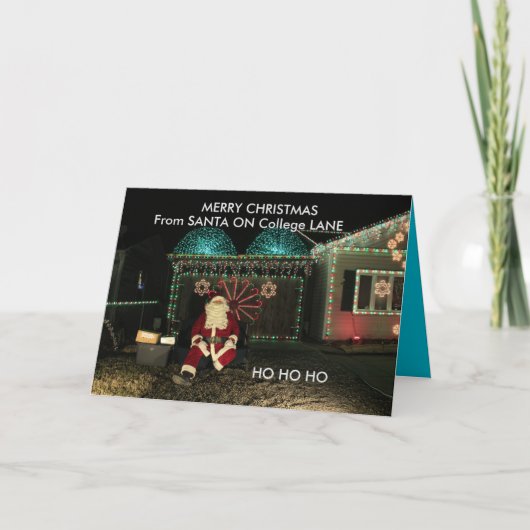 Kerstman sluit kerst Kaart op College Lane (Voorkant)