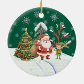 Kerstman Sneeuw Bomen Eerste Kerstmis Keramisch Ornament (Achterkant)