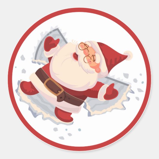 Kerstman Sneeuw Engel Kerststicker Ronde Sticker (Voorkant)
