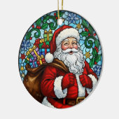 Kerstman Sneeuw Hulst Kerstbal Keramisch Ornament (Links)