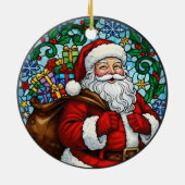 Kerstman Sneeuw Hulst Kerstbal Keramisch Ornament (Achterkant)