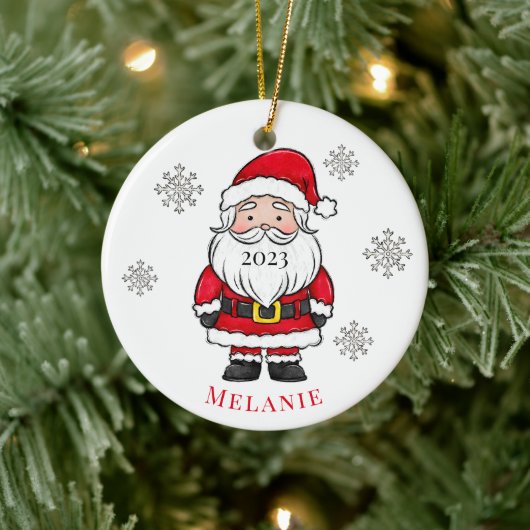 Kerstman Sneeuw Jaar Kerstboom Vakantienaam Keramisch Ornament (Boom)