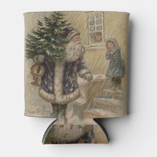Kerstman Sneeuw Kerstboom Blikjeskoeler (Voorkant)