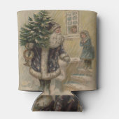 Kerstman Sneeuw Kerstboom Blikjeskoeler (Achterkant)