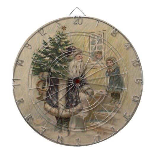 Kerstman Sneeuw Kerstboom Dartbord (Voorkant)