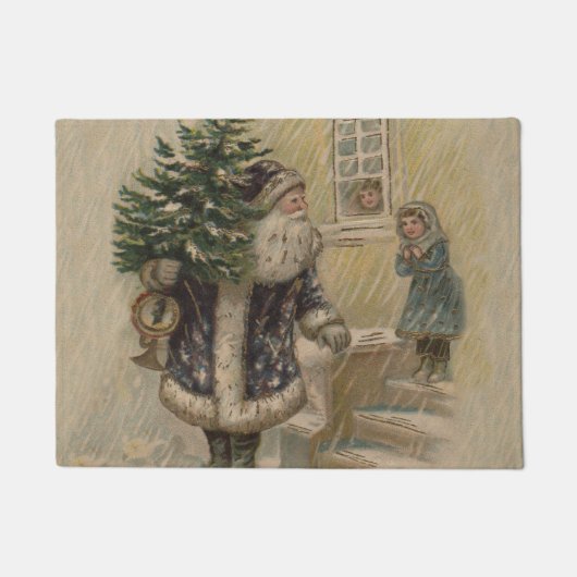Kerstman Sneeuw Kerstboom Deurmat (Voorkant)