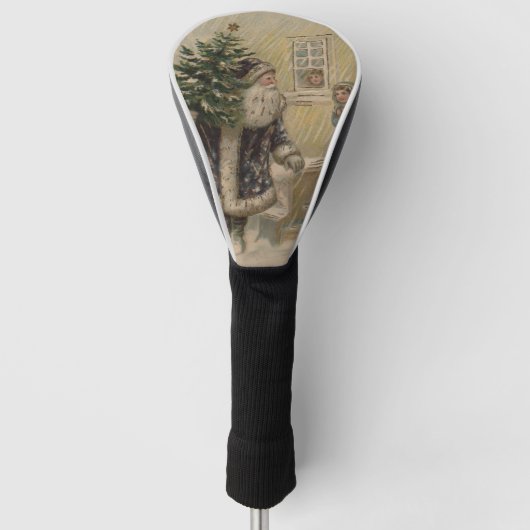 Kerstman Sneeuw Kerstboom Golfheadcover (Voorkant)