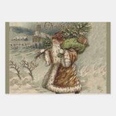 Kerstman Sneeuw Kerstboom Inpakpapier Vel (Voorkant 3)
