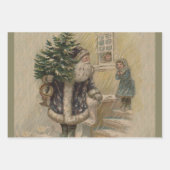 Kerstman Sneeuw Kerstboom Inpakpapier Vel (Voorkant)