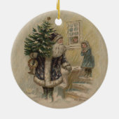 Kerstman Sneeuw Kerstboom Keramisch Ornament (Achterkant)