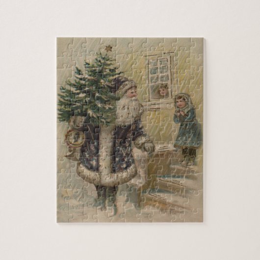 Kerstman Sneeuw Kerstboom Legpuzzel (Verticaal)