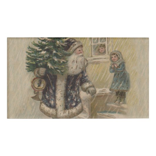 Kerstman Sneeuw Kerstboom Naambadge (Voorkant)