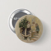 Kerstman Sneeuw Kerstboom Oud Ronde Button 5,7 Cm (Voorkant /achterkant)