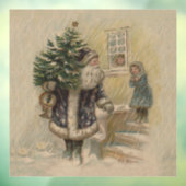 Kerstman Sneeuw Kerstboom Raamsticker (Vel 3)