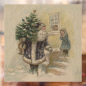 Kerstman Sneeuw Kerstboom Raamsticker (Vel 2)