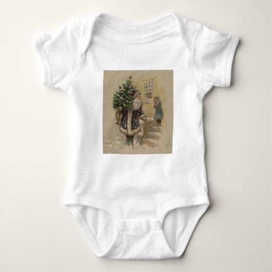 Kerstman Sneeuw Kerstboom Romper (Voorkant)