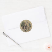 Kerstman Sneeuw Kerstboom Ronde Sticker (Envelop)
