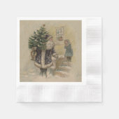 Kerstman Sneeuw Kerstboom Servet (Voorkant)