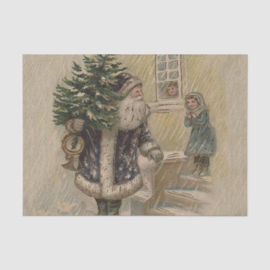 Kerstman Sneeuw Kerstboom Tissuepapier (Voorkant)