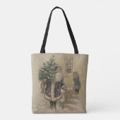 Kerstman Sneeuw Kerstboom Tote Bag (Achterkant)