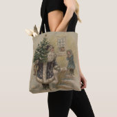 Kerstman Sneeuw Kerstboom Tote Bag (Dichtbij)