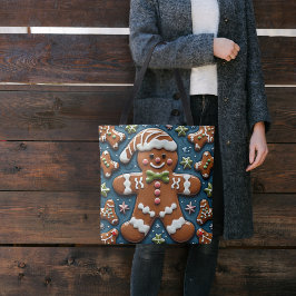 Kerstman Sneeuwende Gemberkoekman Tote Bag