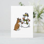 Kerstman Sneeuwman Boxer Hond Kaart (Staand voorkant)