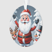 Kerstman, sneeuwman en Ralph de Rendier Holiday Or Ornament (voorkant)