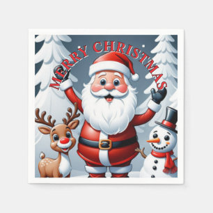 Kerstman, sneeuwman en Ralph de rendier vakantie Servet