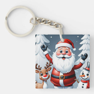 Kerstman, sneeuwman en Ralph de rendier vakantie Sleutelhanger