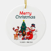 Kerstman, sneeuwman en rendier vrolijk kerstfeest keramisch ornament (Voorkant)