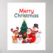 Kerstman, sneeuwman en rendier vrolijk kerstfeest poster (Voorkant)
