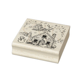 Kerstman, sneeuwman en rendieren rubberstempel