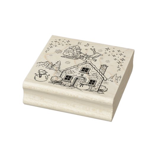 Kerstman, sneeuwman en rendieren rubberstempel (Stempel)