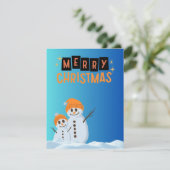 Kerstman sneeuwman  feestdagenkaart (Staand voorkant)