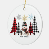 Kerstman Sneeuwman Geruite Kerstboom Keramisch Ornament (Links)