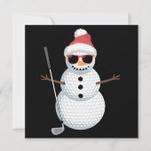 Kerstman Sneeuwman Golf Bal Kerst Golfer Cadeau Feestdagenkaart (Voorkant)