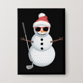 Kerstman Sneeuwman Golfbal Kerst Golfer Cadeau Button (Voorkant)