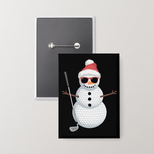 Kerstman Sneeuwman Golfbal Kerst Golfer Cadeau Button (Voorkant / Achterkant)