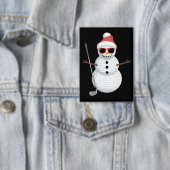 Kerstman Sneeuwman Golfbal Kerst Golfer Cadeau Button (Insitu)