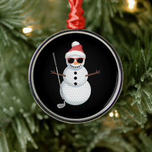 Kerstman Sneeuwman Golfbal Kerst Golfer Cadeau Metalen Ornament
