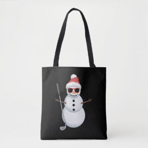 Kerstman Sneeuwman Golfbal Kerst Golfer Cadeau Tote Bag