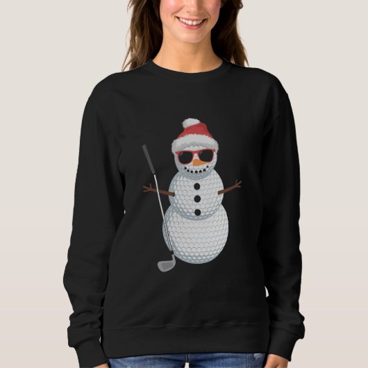 Kerstman Sneeuwman Golfbal Kerst Golfer Cadeau Trui (Voorkant)