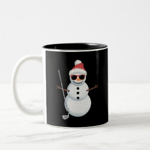 Kerstman Sneeuwman Golfbal Kerst Golfer Cadeau Tweekleurige Koffiemok