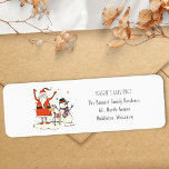 Kerstman Sneeuwman Kerst Adreslabel Etiket<br><div class="desc">Stuur kerstpost in een gezellige seizoensstijl met dit leuke Kerstman- en sneeuwman-retouradreslabel. Ontworpen met speelse winterpersonages en een schone minimalistische lay-out,  is dit feestelijke verzendlabel ideaal voor kerstkaarten,  kerstomslagen,  gezinsstationery en seizoenscorrespondentie. Perfect voor het toevoegen van een vrolijke,  maar moderne touch aan uw kerstverzendingen.</div>