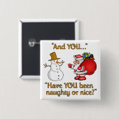 Kerstman & Sneeuwman knop Vierkante Button 5,1 Cm (Voorkant /achterkant)