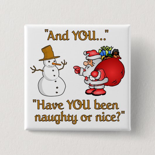 Kerstman & Sneeuwman knop Vierkante Button 5,1 Cm (Voorkant)