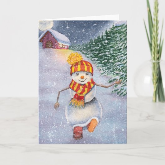 Kerstman sneeuwman lopend kaart (Voorkant)