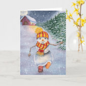 Kerstman sneeuwman lopend kaart (Gele Bloem)